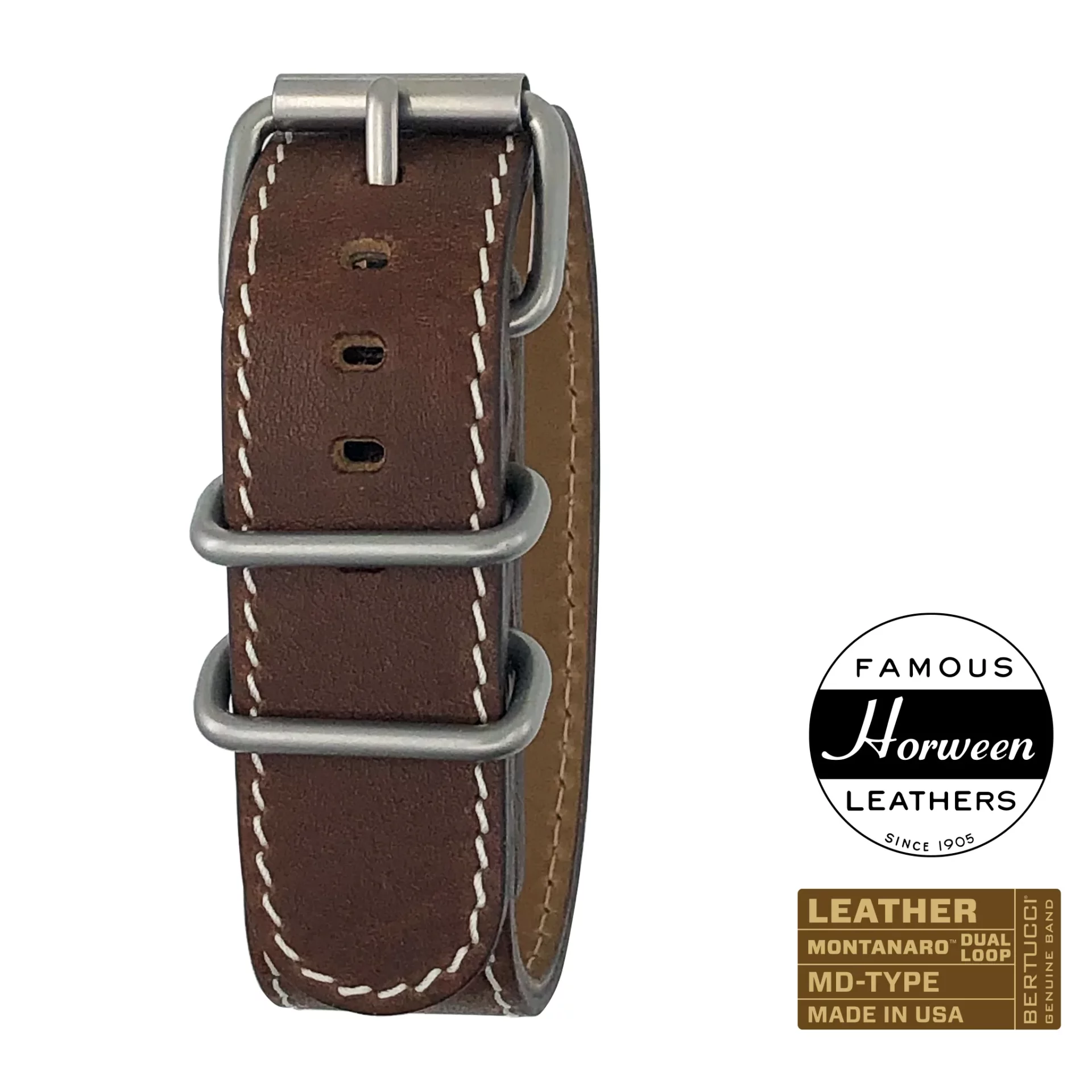 Bertucci leather nato band #126MD - Nut Brown™ Horween® leather