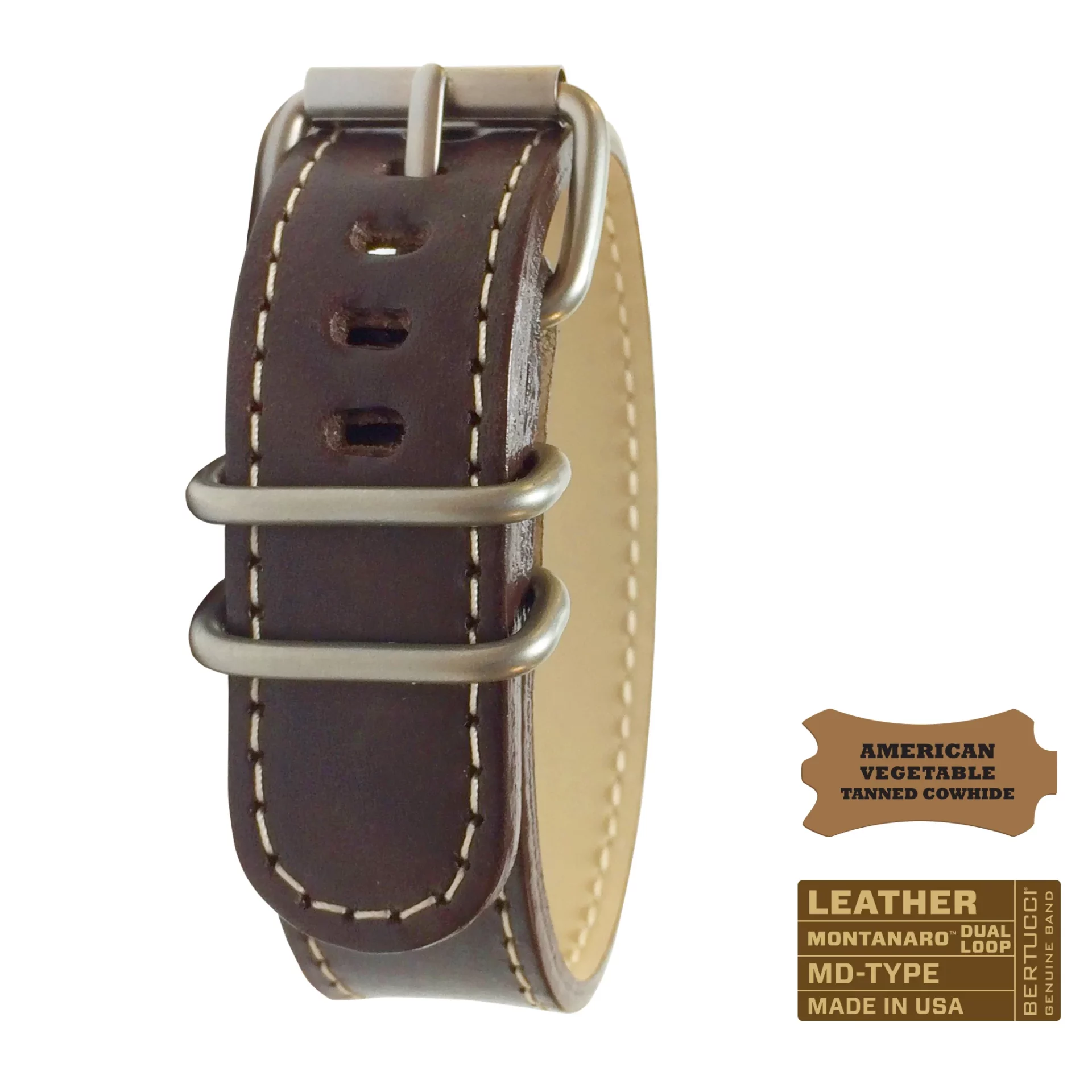 Bertucci leather band #239MD - Alpina Brown™ w/ matte hardware