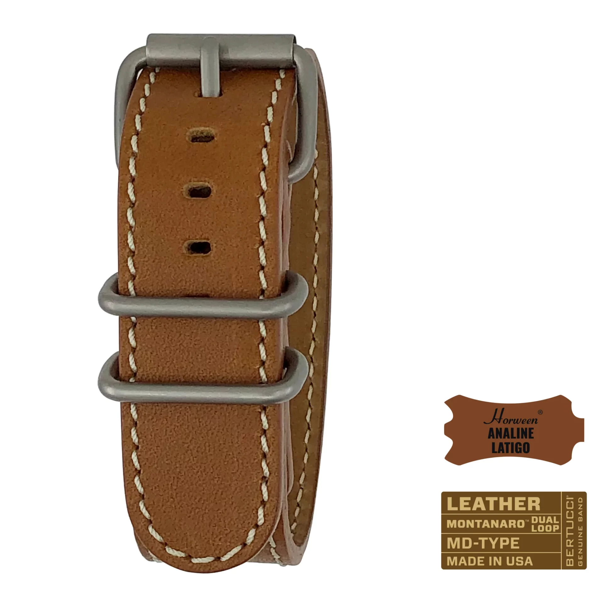 Bertucci leather nato strap #360MD - Kodiak Analine Latigo w/ matte hardware