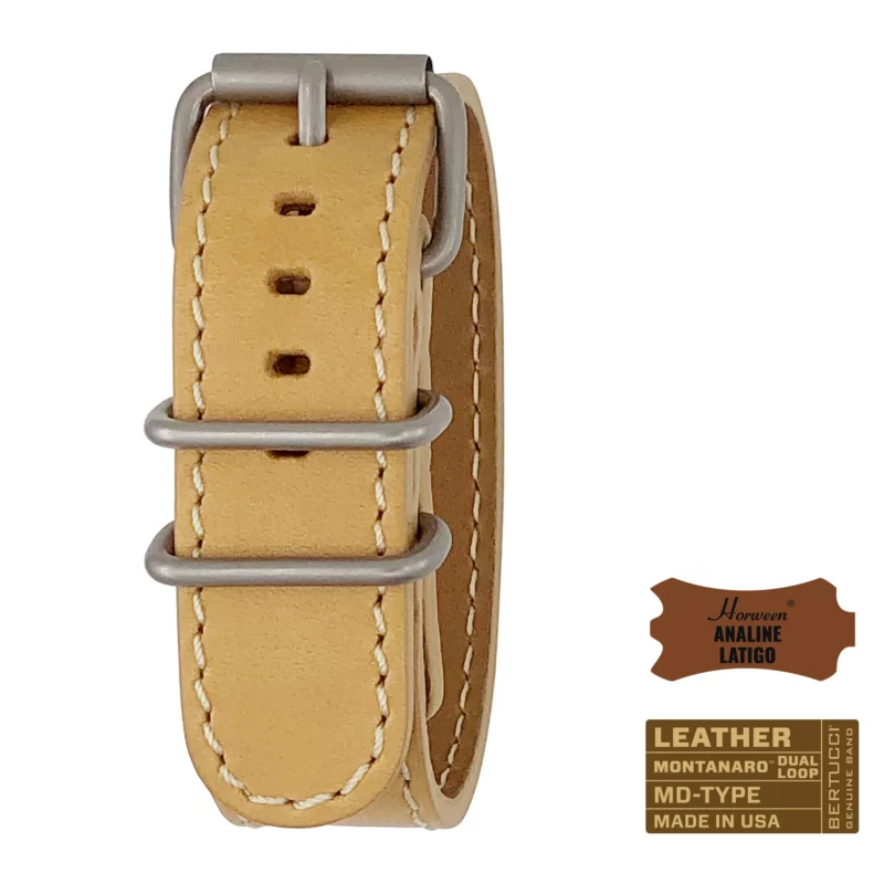 Bertucci leather band #361MD - Canoe Analine Latigo w/ matte hardware