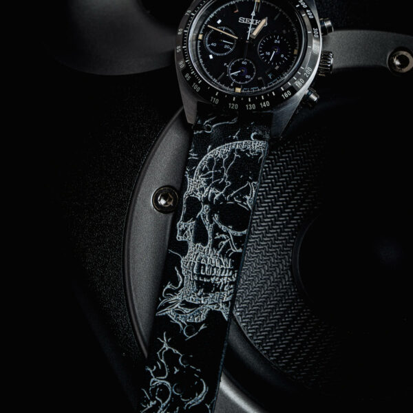 Seiko Prospex wristwatch with a custom leather strap by Sekvens x REM Straps