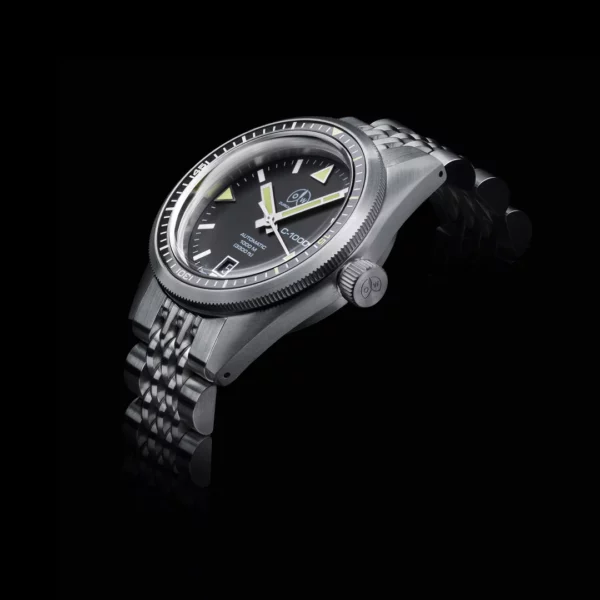 Ollech & Wajs C-1000 automatic Swiss made dive watch with stainless steel bracelet beads of rice