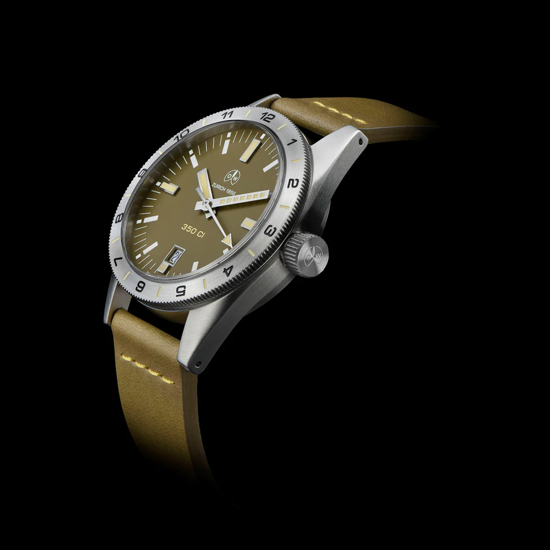 Ollech & Wajs OW 350CI swiss made automatic wristwatch with leather strap