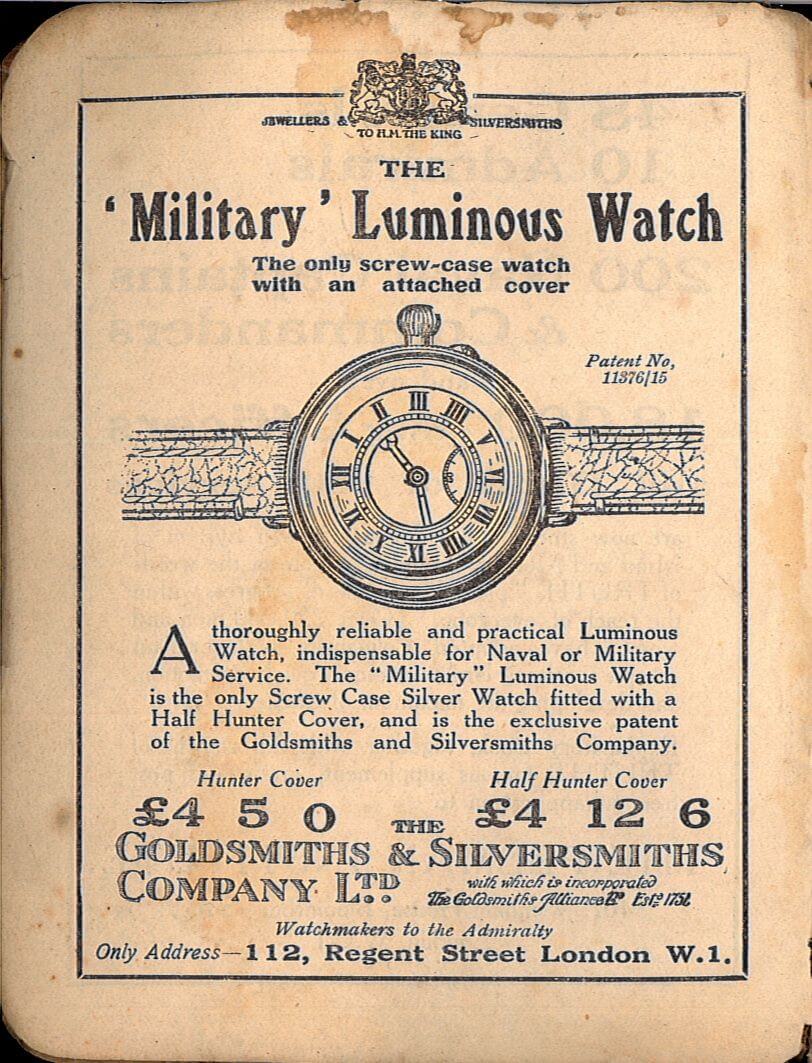 Military watch advertisement, 1918