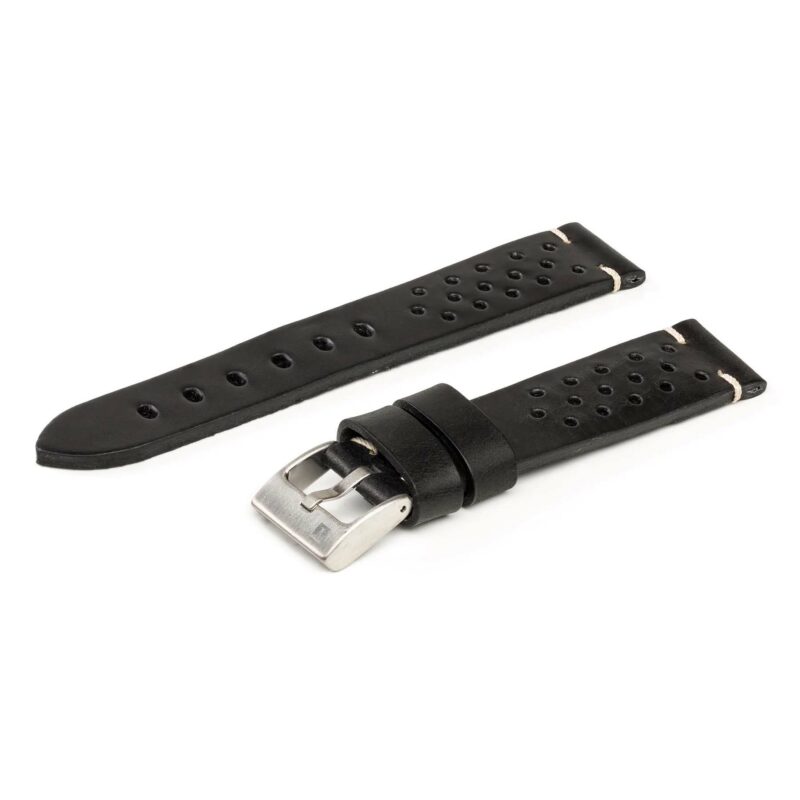 ColaReb Racing Black leather watch strap