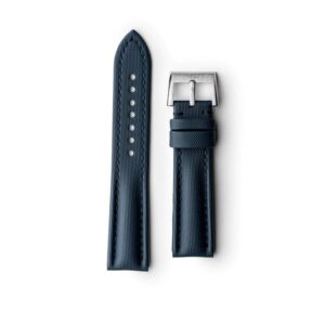 Artem Classic Navy Blue Sailcloth Watch Strap With Blue Stitching and quick release spring bars