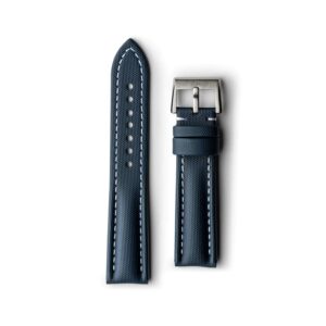 Artem Classic Navy Blue Sailcloth Watch Strap With White Stitching and quick release spring bars