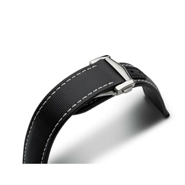 Artem watch straps Loop-Less Black Sailcloth Watch Strap with White Stitching and deployant clasp